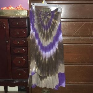 Brown/Purple mid length beach cover up
